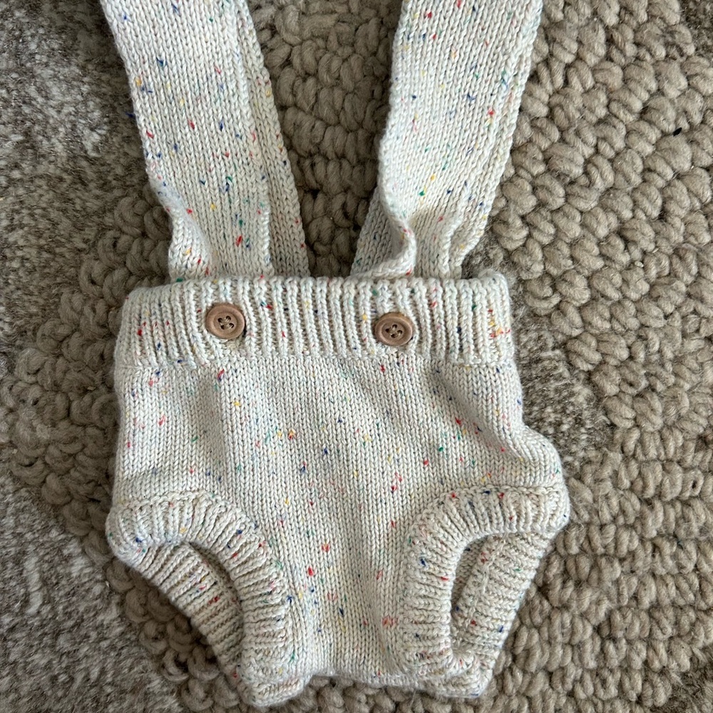 Charming Knit Baby Suspender Romper